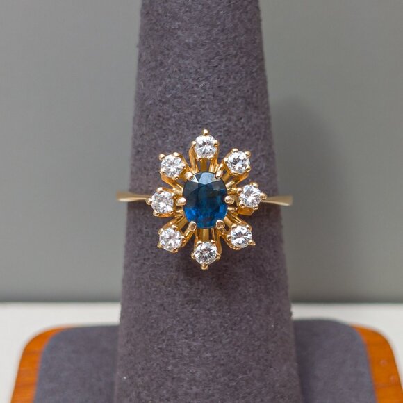 Appraised Jean-Thierry Bondt 18k Sapphire & Diamond Daisy Ring · Size 7.25 - Picture 4 of 14